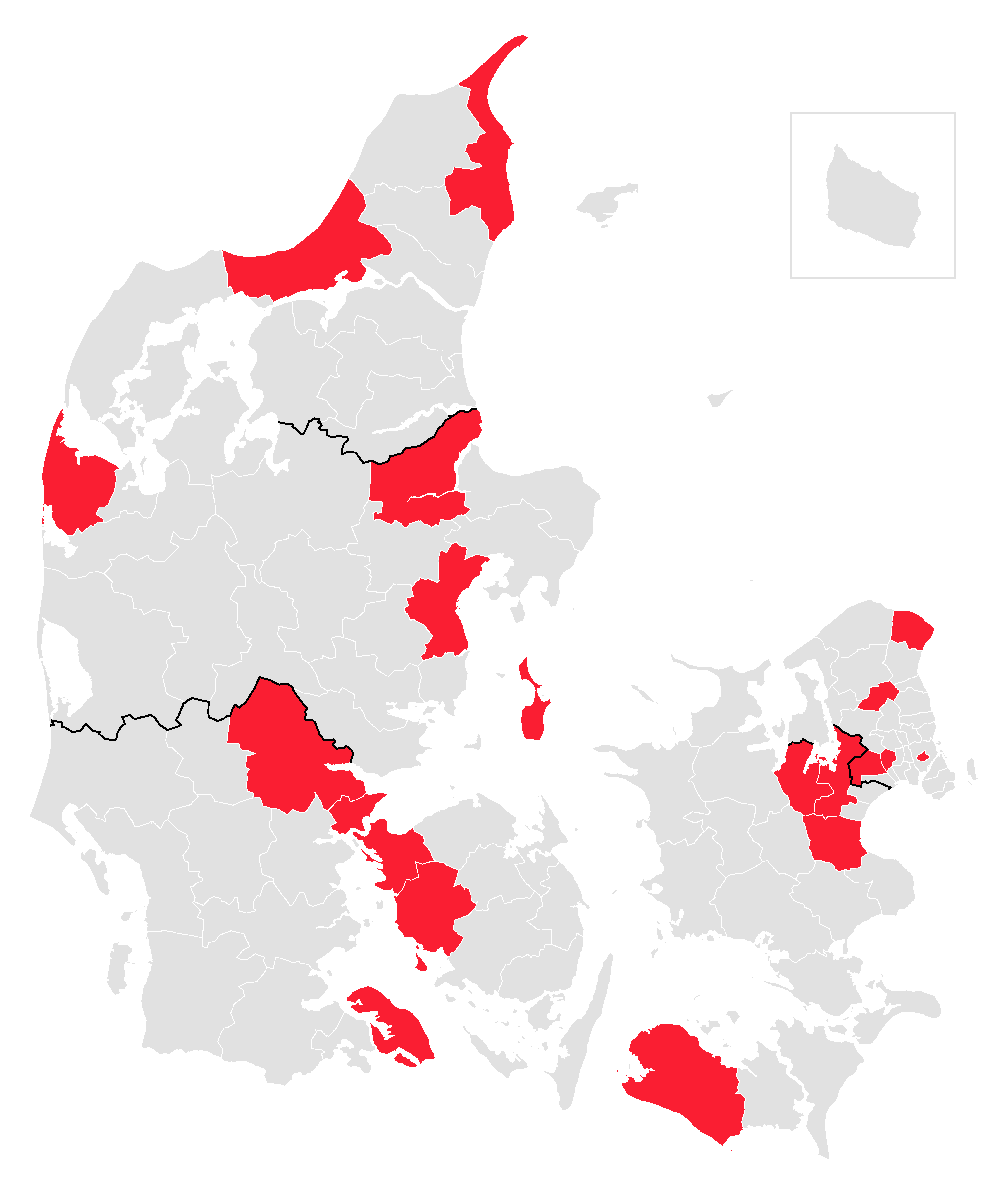 DK2020 Danmarkskort Kommuner valgte 20190430